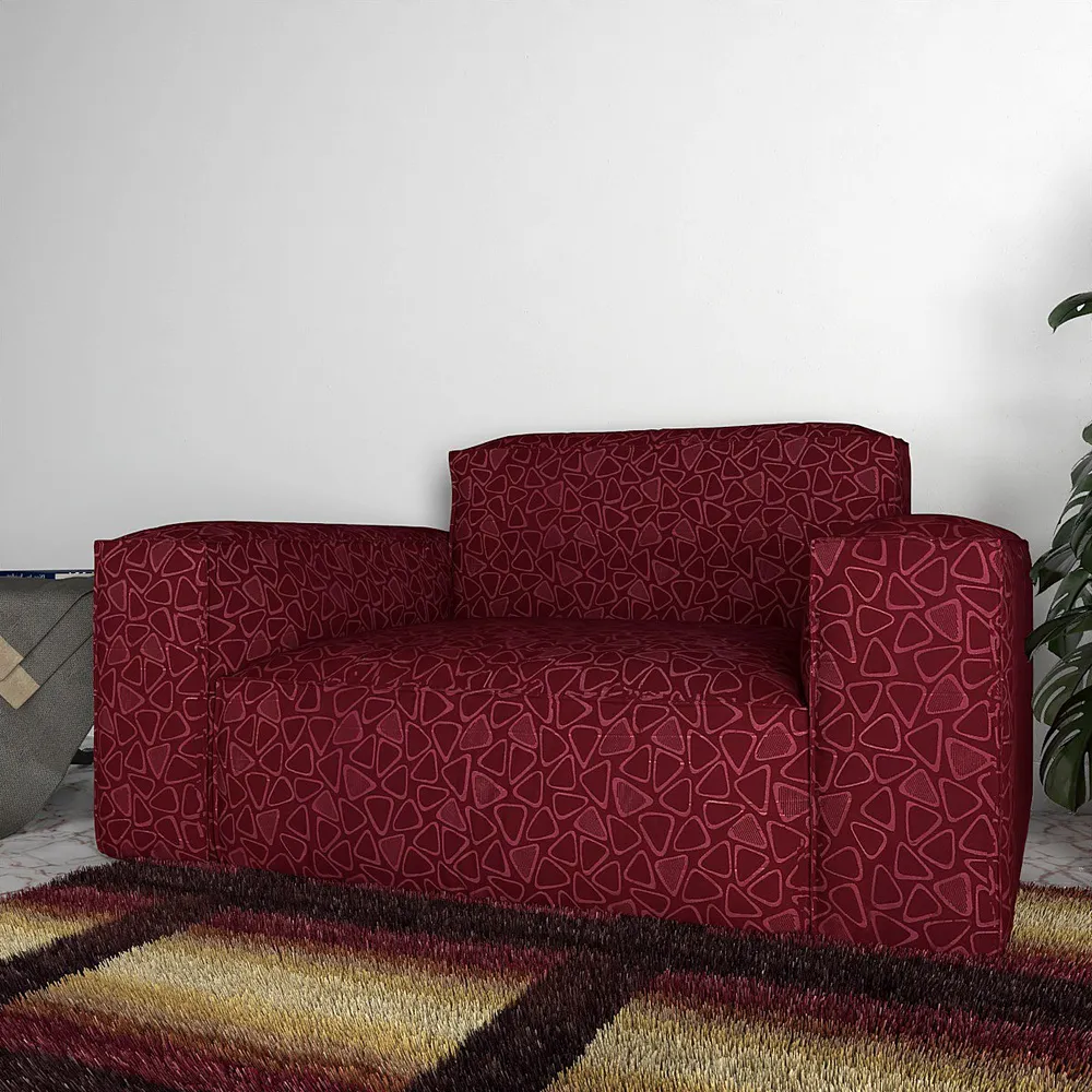 Cortina Spandex Stretchable Printed Maroon Sofa Slip cover One Seater Sofa Slipcover
