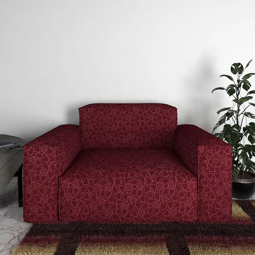 Cortina Spandex Stretchable Printed Maroon Sofa Slip cover One Seater Sofa Slipcover