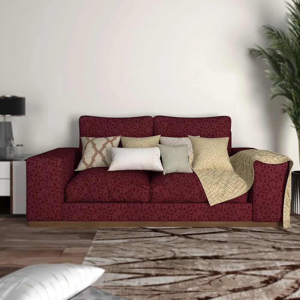 Cortina Spandex Stretchable Printed Maroon Sofa Slip cover One Seater Sofa Slipcover