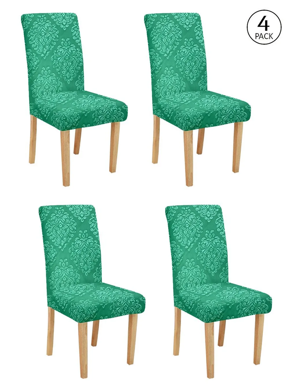 Cortina spandex Stretchable Solid Printed Green Chair Cover Pack of 2
