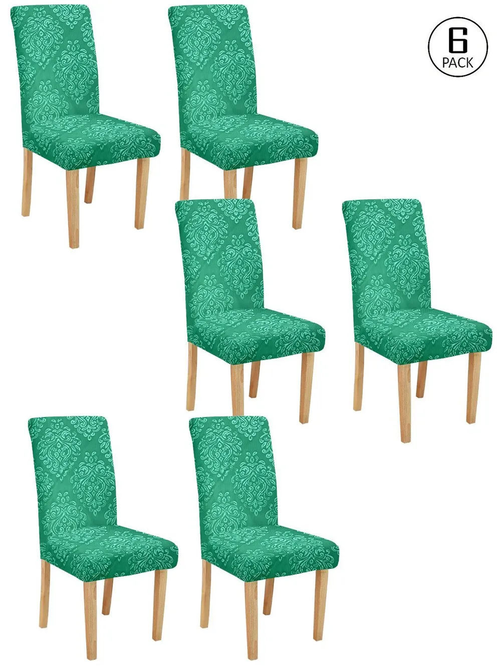 Cortina spandex Stretchable Solid Printed Green Chair Cover Pack of 2