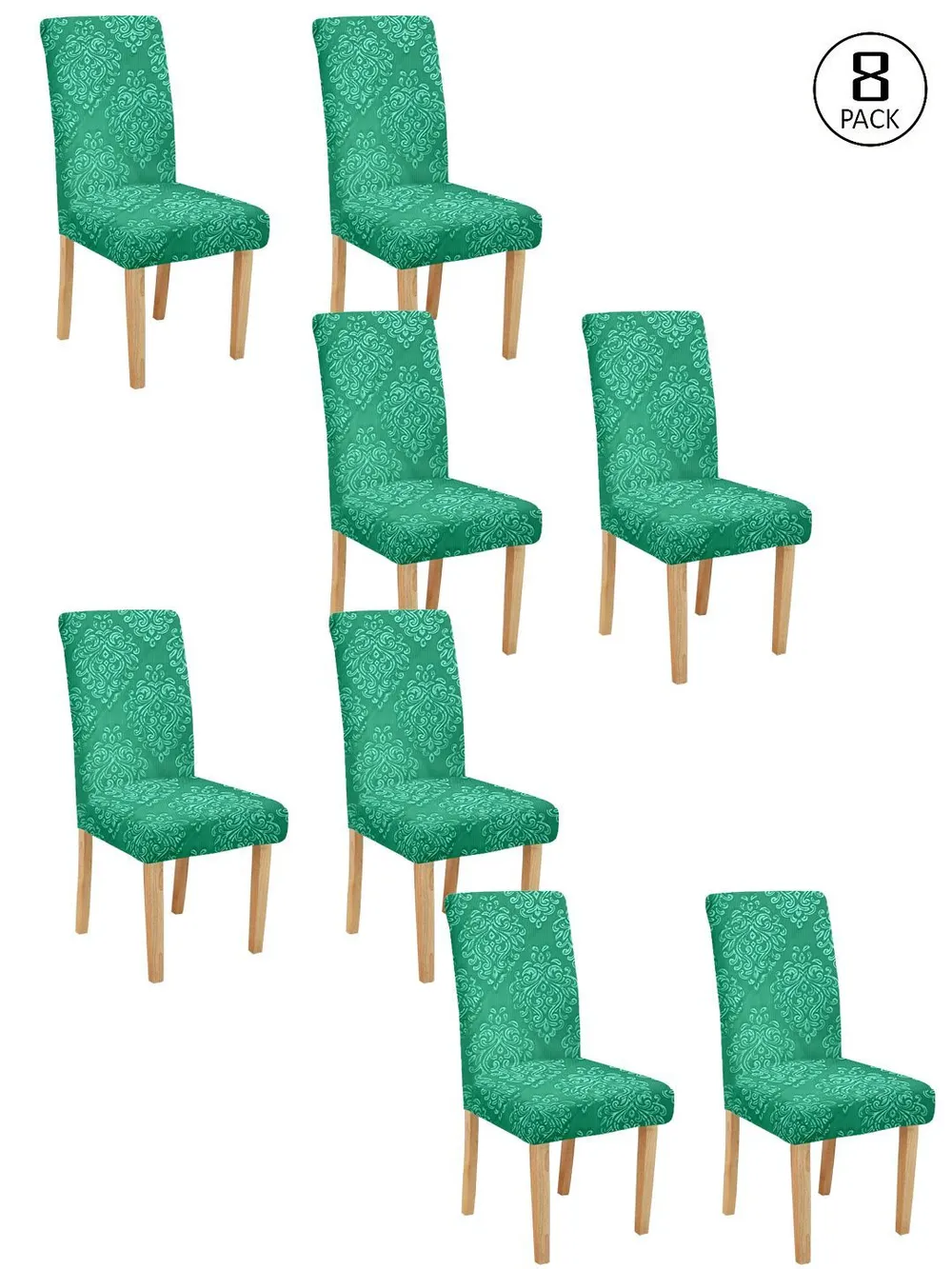 Cortina spandex Stretchable Solid Printed Green Chair Cover Pack of 2