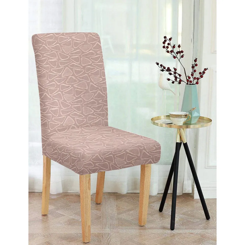Cortina spandex Stretchable Solid Printed Pink Chair Cover Pack of 2