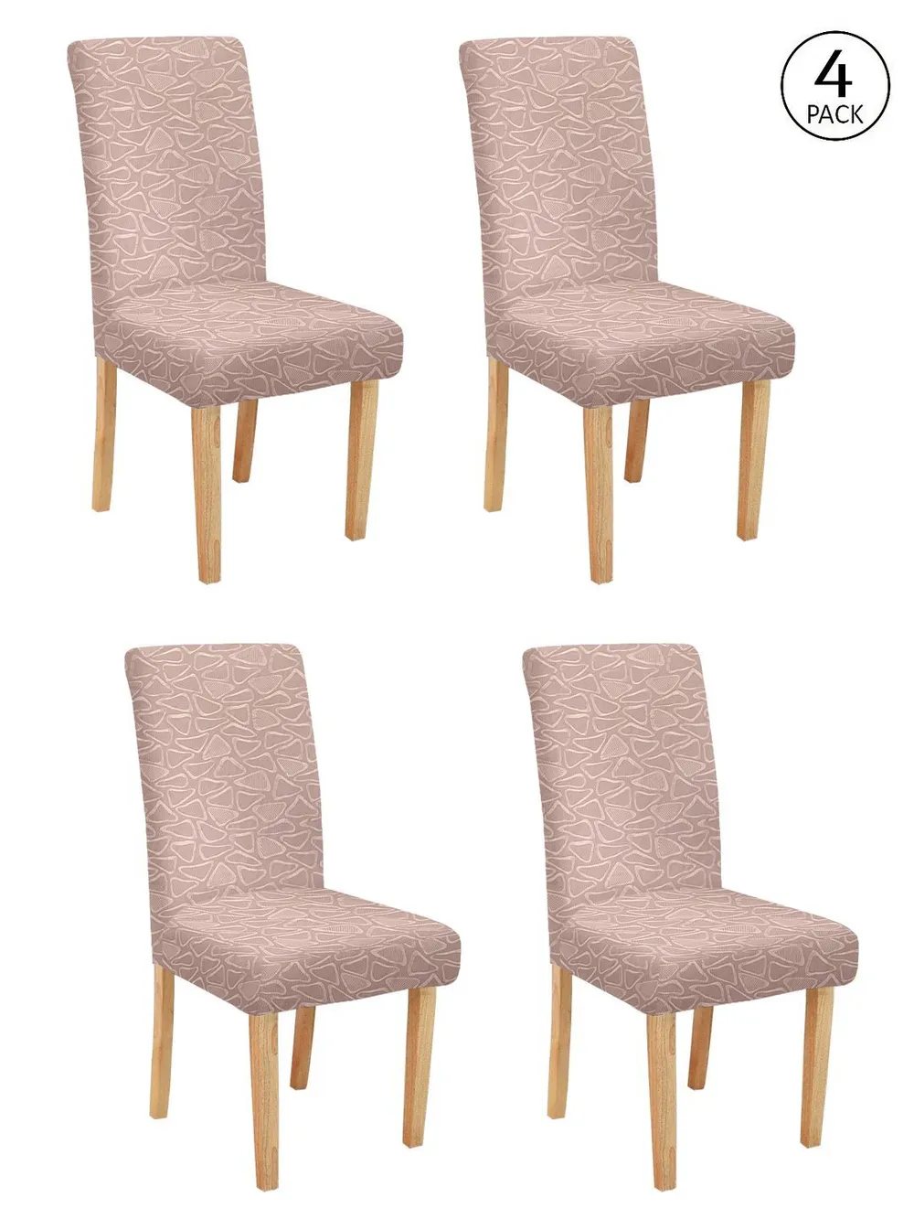 Cortina spandex Stretchable Solid Printed Pink Chair Cover Pack of 2