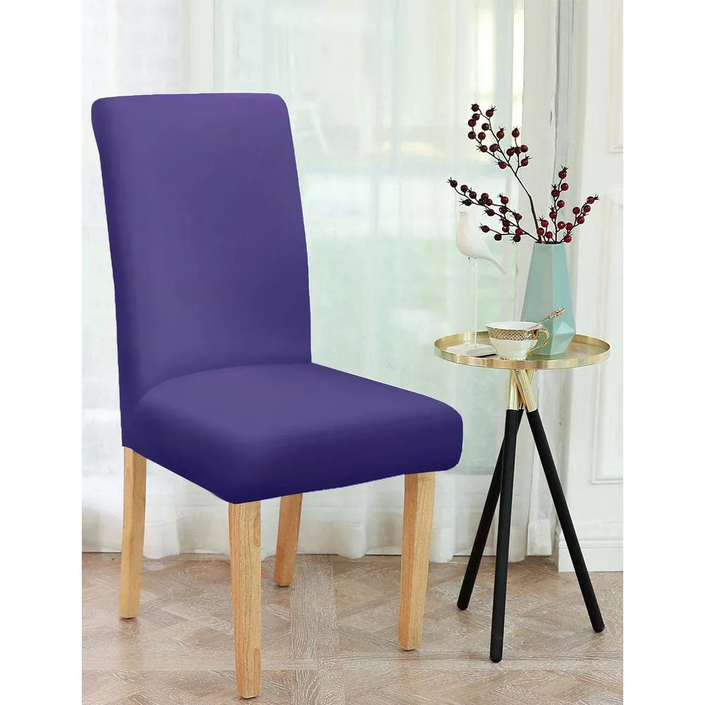 Cortina spandex Stretchable Solid Purple Chair Cover Pack of 2