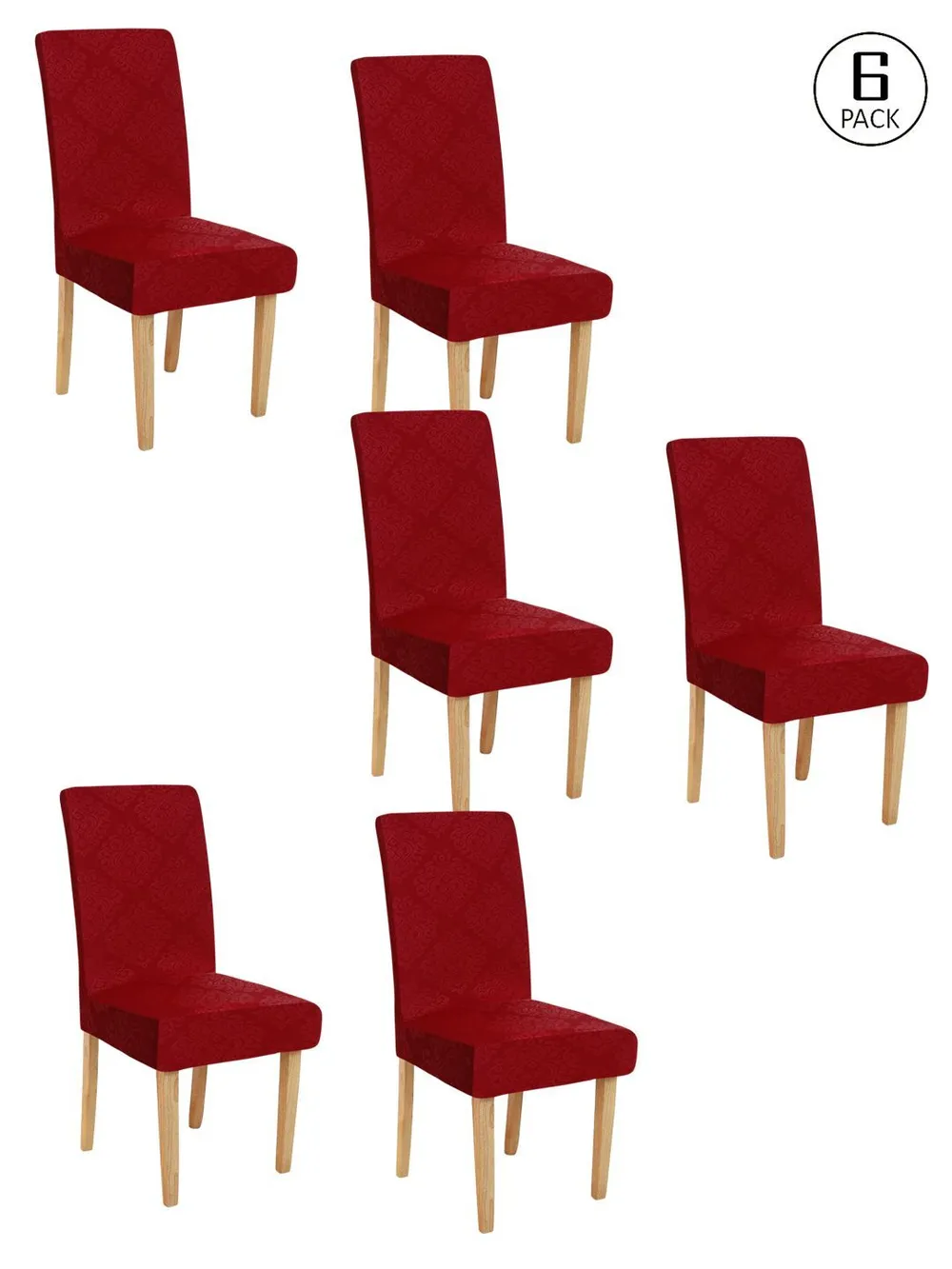 Cortina Spandex Stretchable Solid Textured Elastic Red Chair Cover Pack of 2