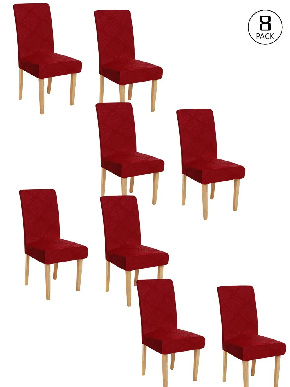 Cortina Spandex Stretchable Solid Textured Elastic Red Chair Cover Pack of 2