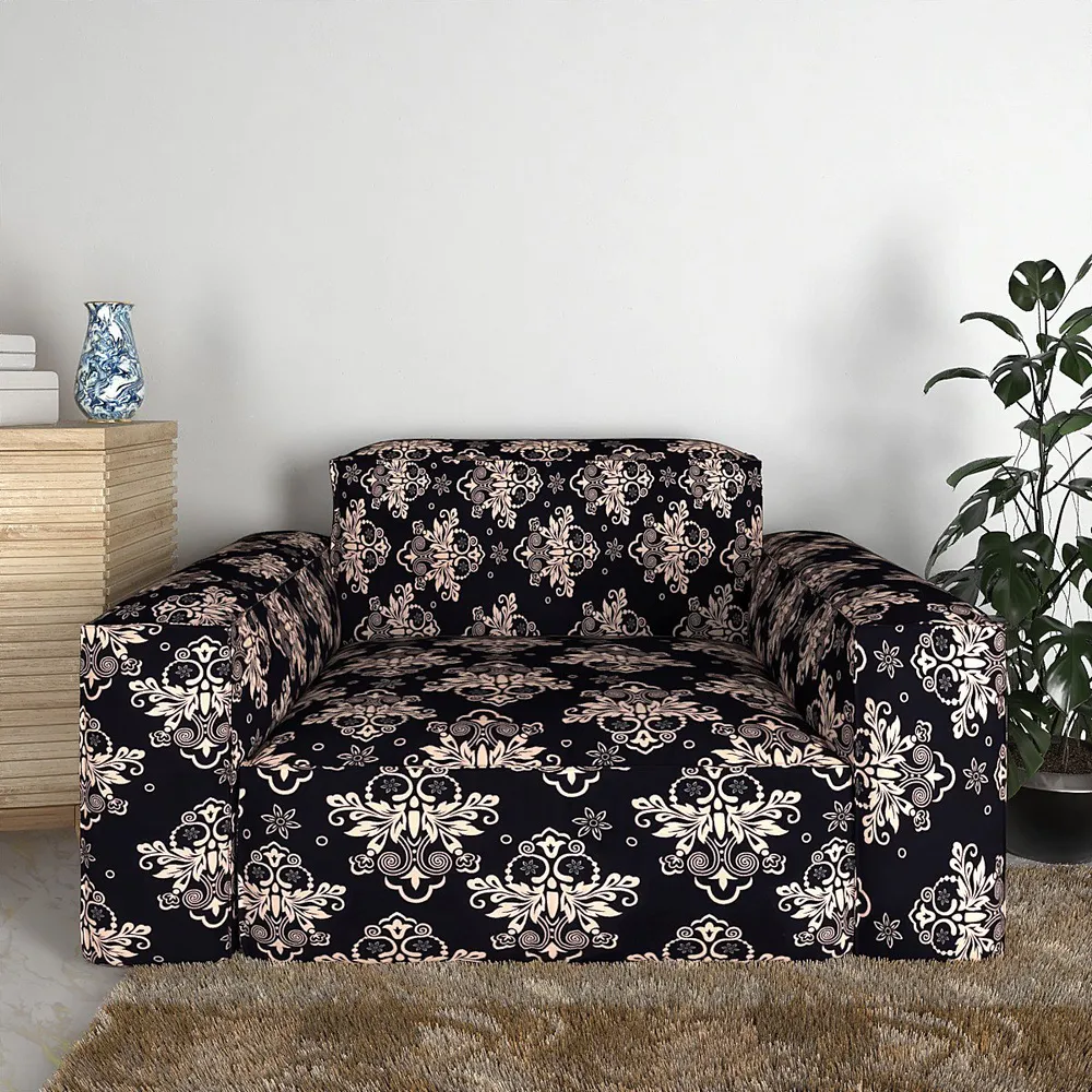 Cortina Spandex Stretchable Traditional Motif Sofa Slip cover One Seater Sofa Slipcover