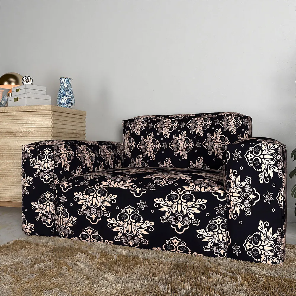 Cortina Spandex Stretchable Traditional Motif Sofa Slip cover One Seater Sofa Slipcover