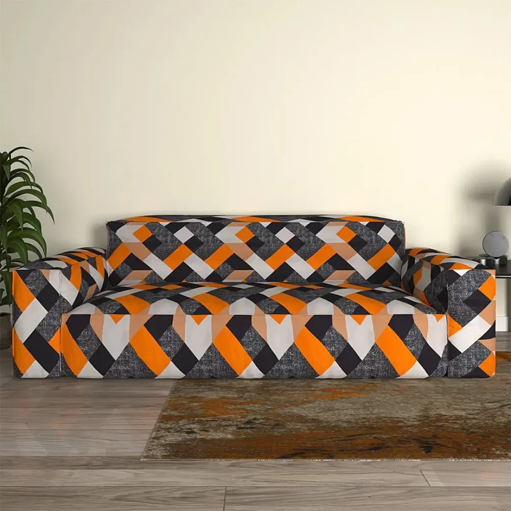 Cortina Spandex Super Stretchable Orange Sofa Slipcover One Seater Sofa Slipcover