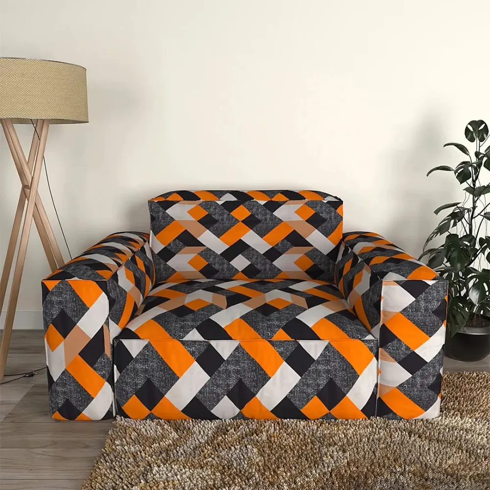 Cortina Spandex Super Stretchable Orange Sofa Slipcover One Seater Sofa Slipcover