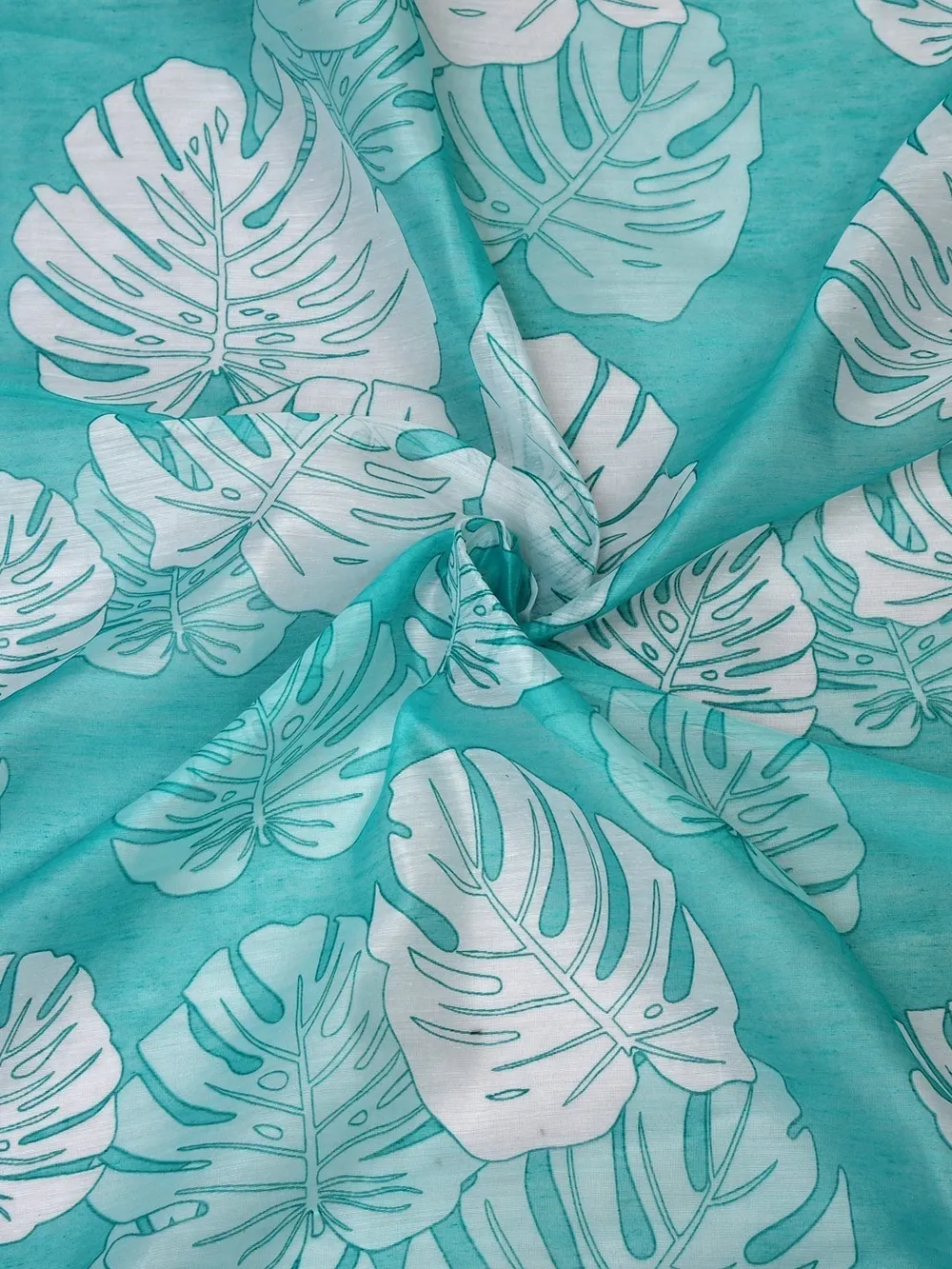 Cortina Tropical Cotyledons Turquoise Sheer Door Net Curtain Regular (7FT X 4FT)