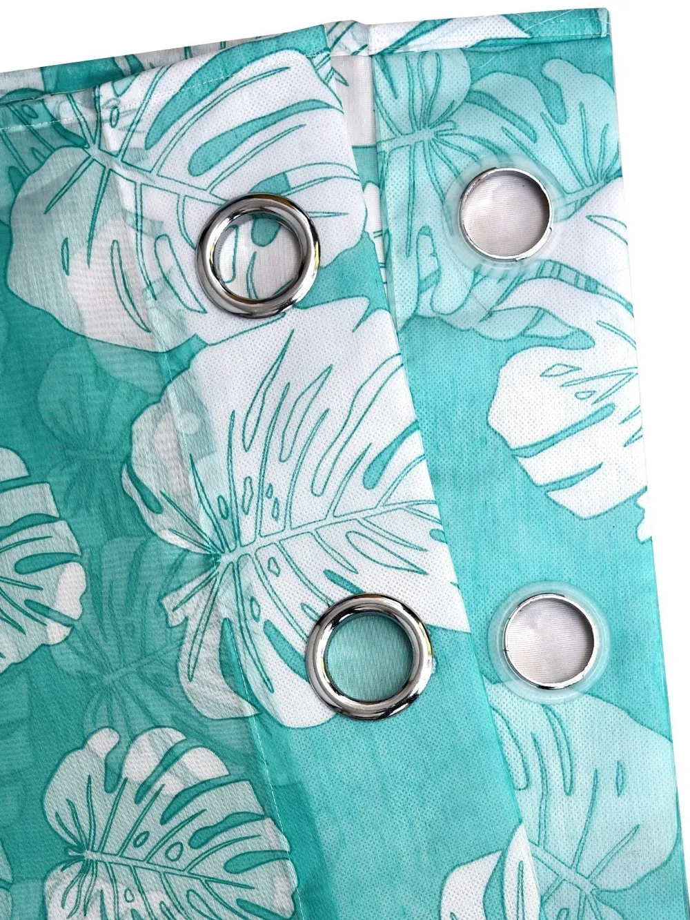 Cortina Tropical Cotyledons Turquoise Sheer Window Net Curtain Pack of 2