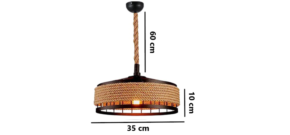 Cotemporary Fusion Rope & Metal Ceiling Light Single Piece