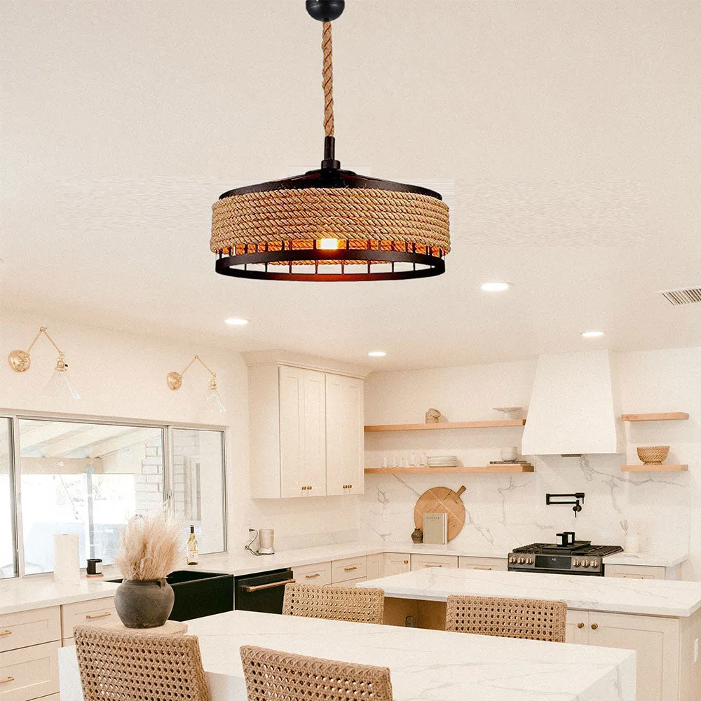 Cotemporary Fusion Rope & Metal Ceiling Light Single Piece