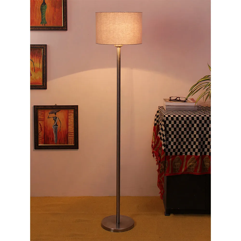 Cotton Drum Designer Steel Floor Lamp for Home Decor Grey