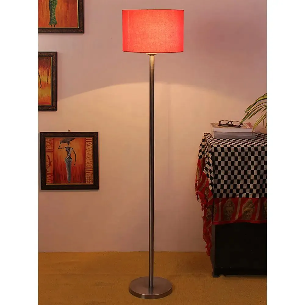 Cotton Drum Designer Steel Floor Lamp for Home Decor Grey