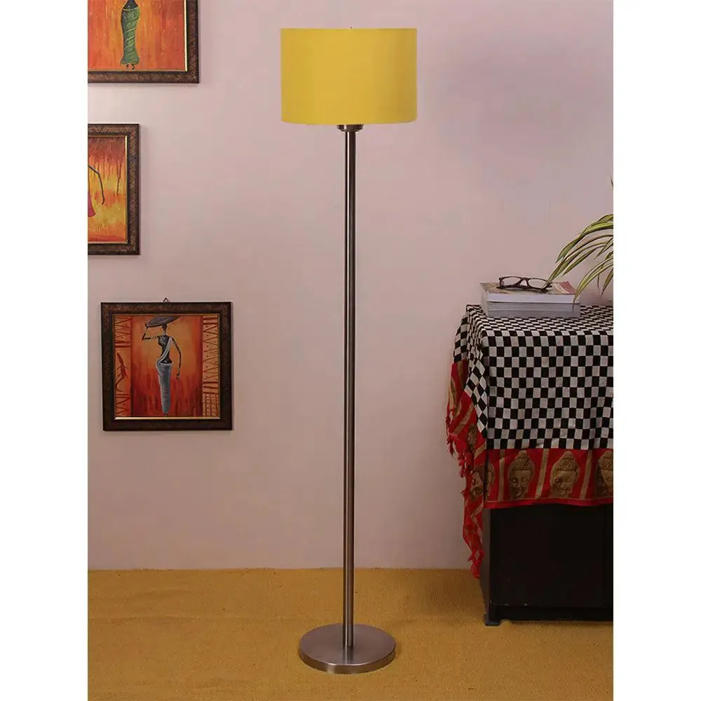 Cotton Drum Designer Steel Floor Lamp for Home Decor Grey