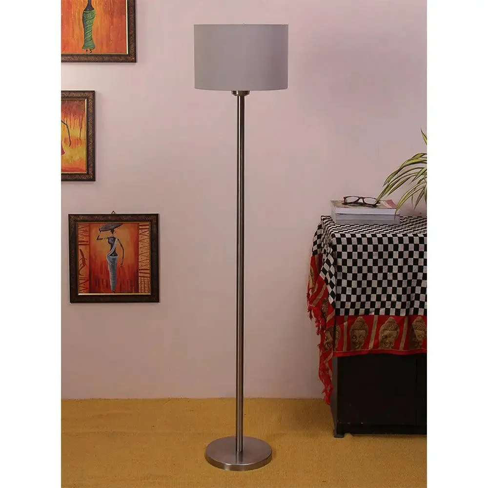Cotton Drum Designer Steel Floor Lamp for Home Decor Grey