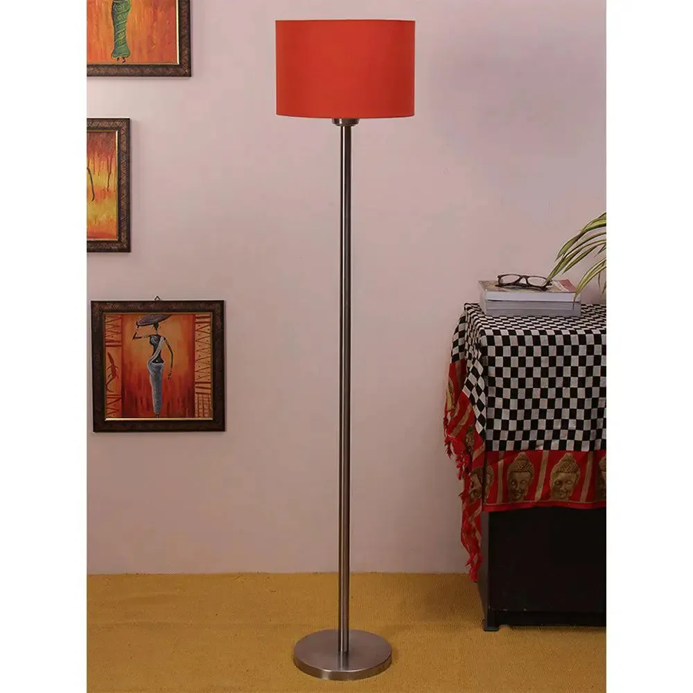 Cotton Drum Designer Steel Floor Lamp for Home Decor Grey