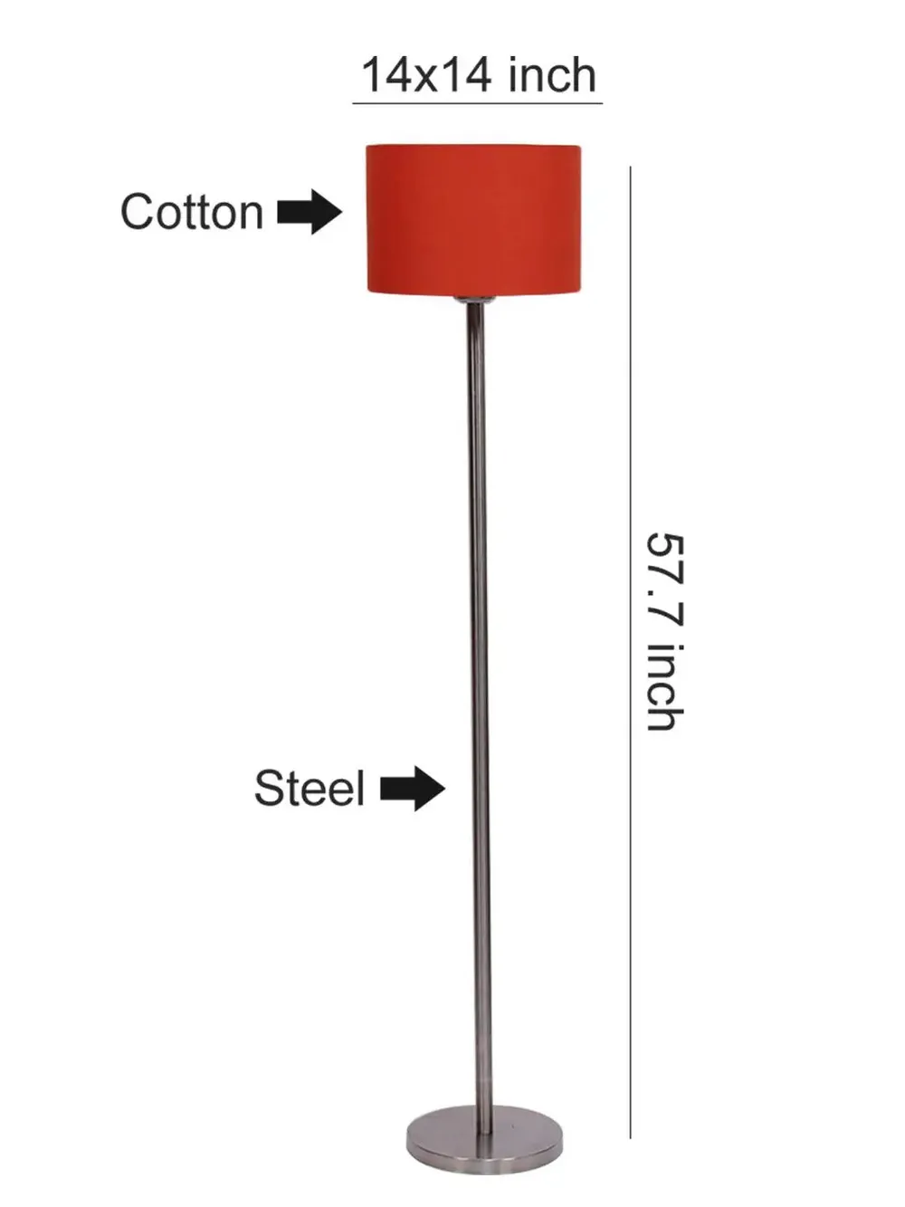 Cotton Drum Designer Steel Floor Lamp for Home Decor Grey