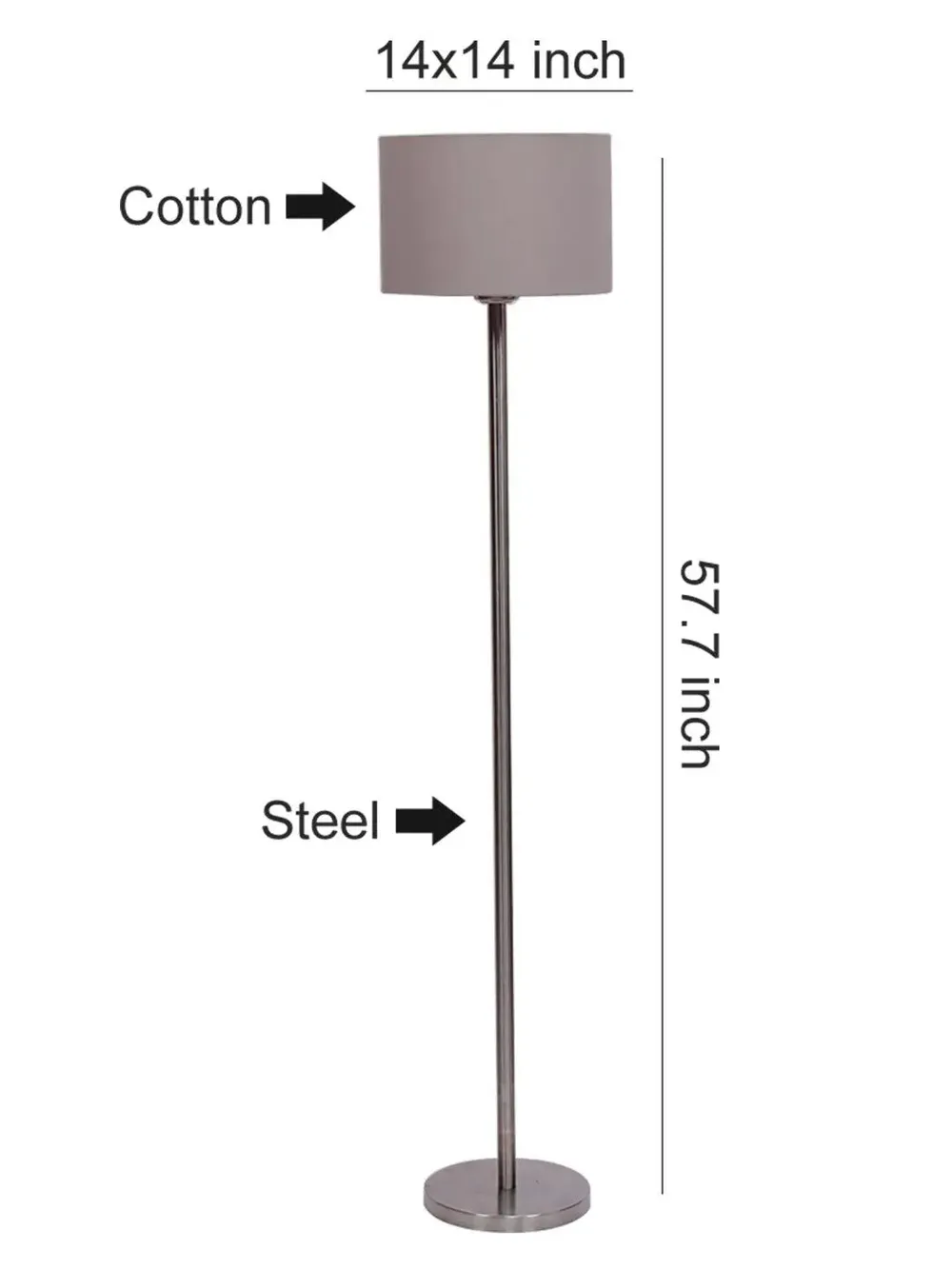 Cotton Drum Designer Steel Floor Lamp for Home Decor Grey