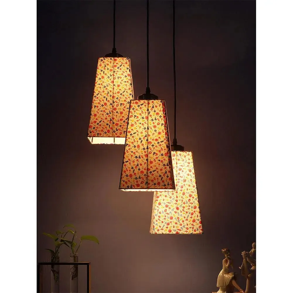 Cotton Pyramid Drum Cluster Hanging Lamps