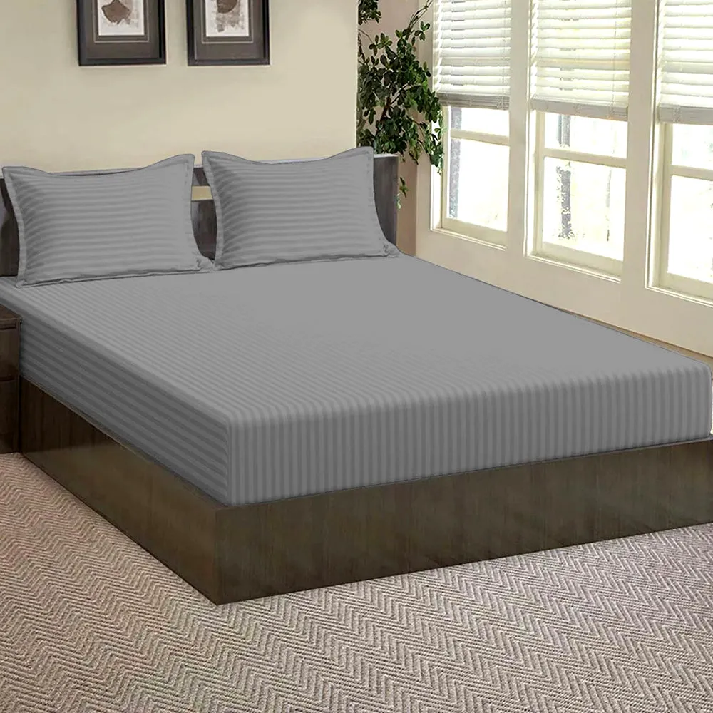 Cotton Solid Single Twin Bed Fitted Bedsheet with 2 Pillow Cases (Available in Multiple Colours) Royal Blue