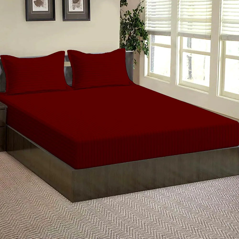 Cotton Solid Single Twin Bed Fitted Bedsheet with 2 Pillow Cases (Available in Multiple Colours) Royal Blue