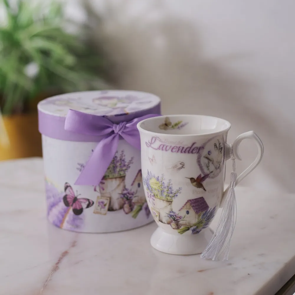 Country Lavender Splash Designer Vintage Teacup