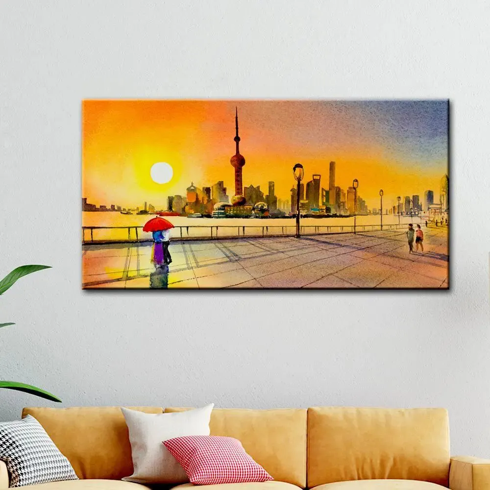 Couple Beautiful Scenery Canvas Printed Painting With Frame