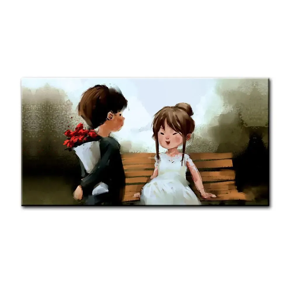 Couple Beautiful Scenery  Canvas Printed Painting With Wood Frame