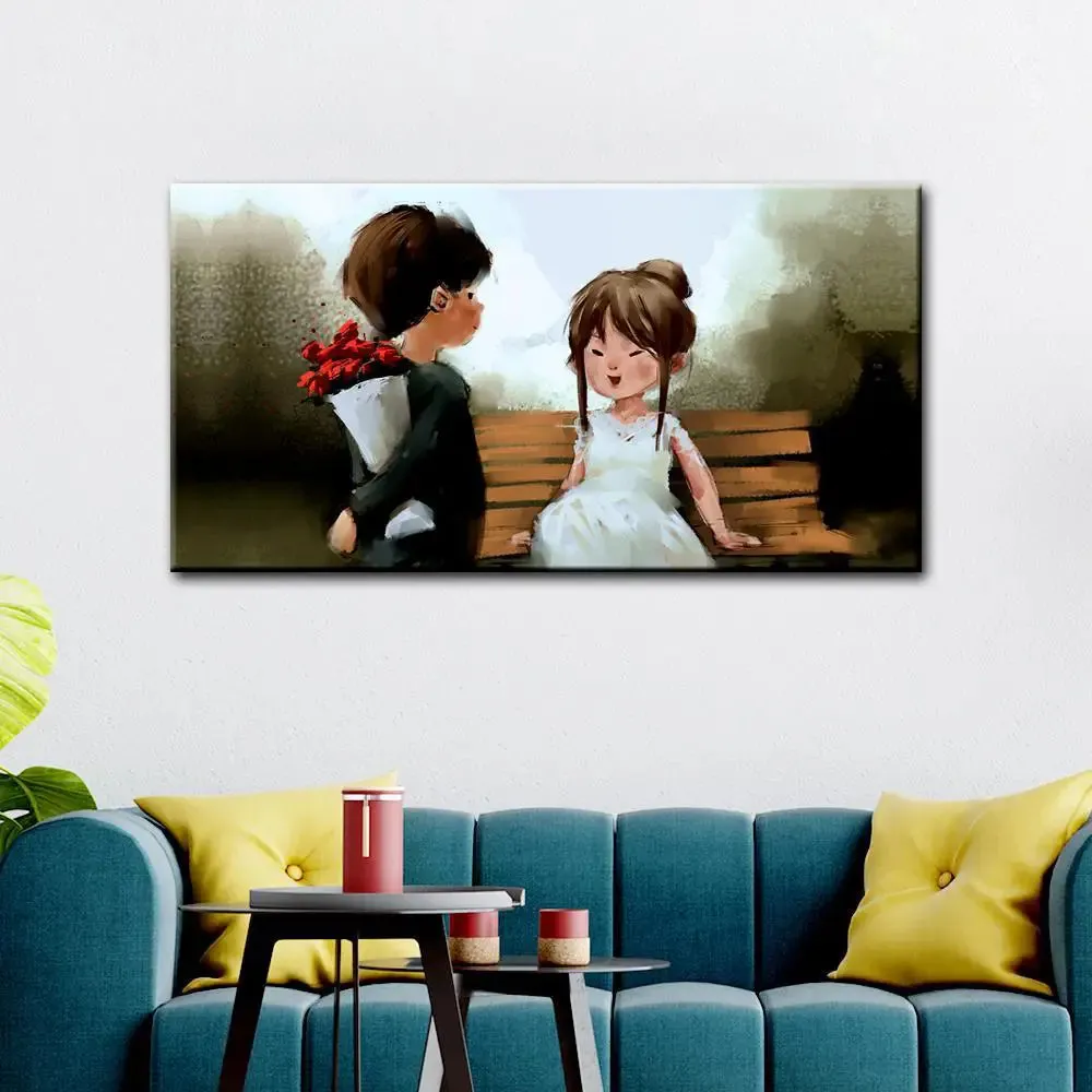 Couple Beautiful Scenery  Canvas Printed Painting With Wood Frame