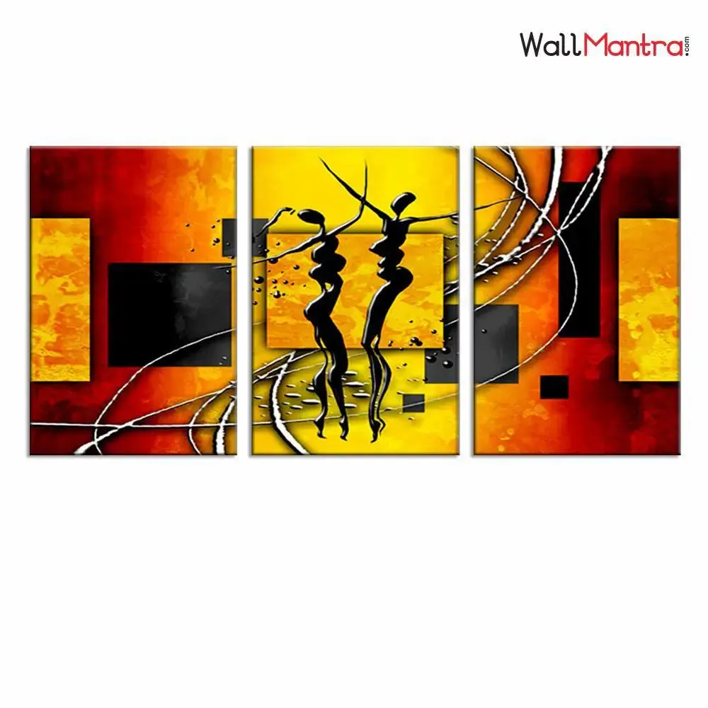 Couple Dancing Modern Art Wall Painting Framed on Wood