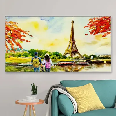 Couple in Paris Beautiful Scenery Canvas Printed Painting