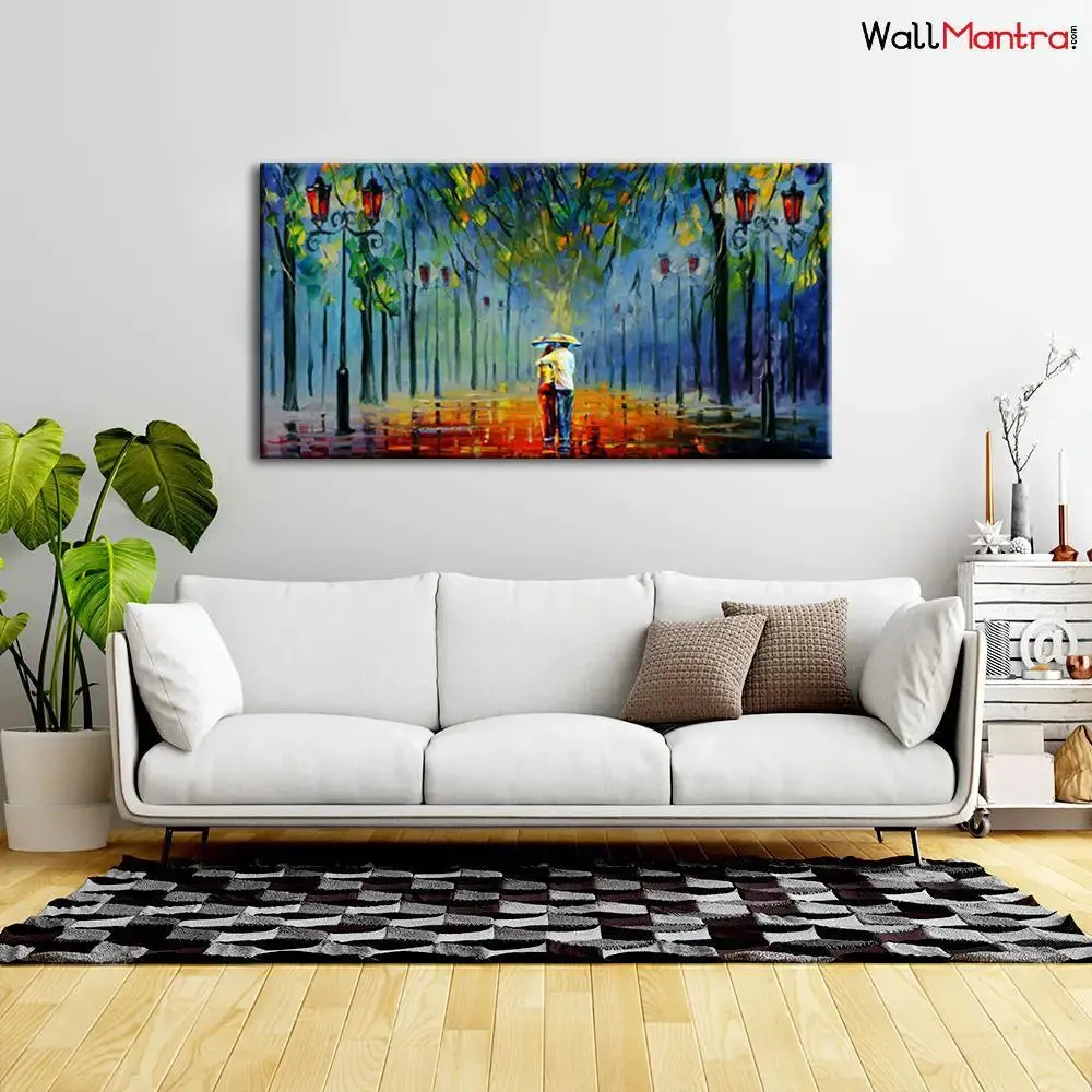 Couple Love Scenery Canvas  Wall Hanging With Wood Frame