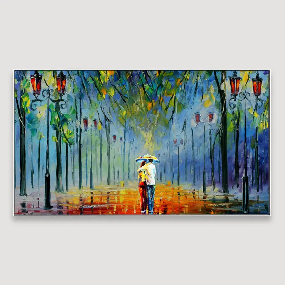 Couple Love Scenery Canvas  Wall Hanging With Wood Frame