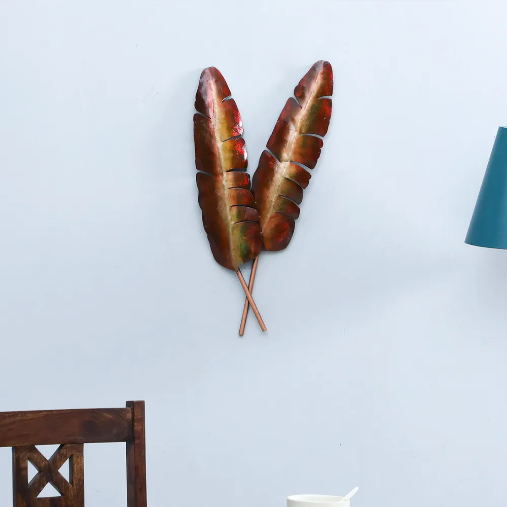 Couple Of Exotic Leaf Strands Metal Wall Art