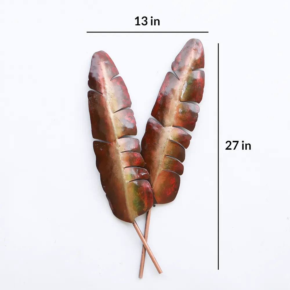 Couple Of Exotic Leaf Strands Metal Wall Art