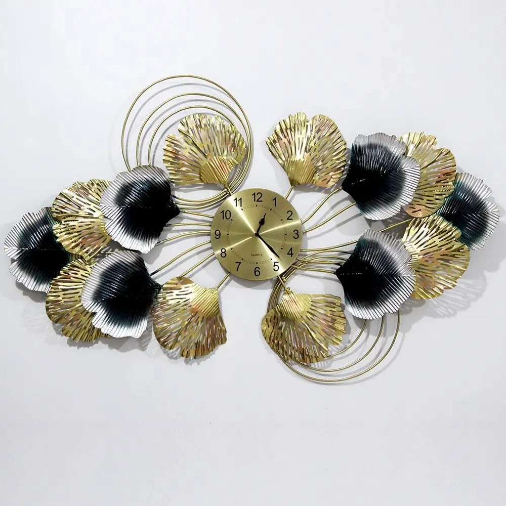 Covering Golden Petals Metal Wall Clock