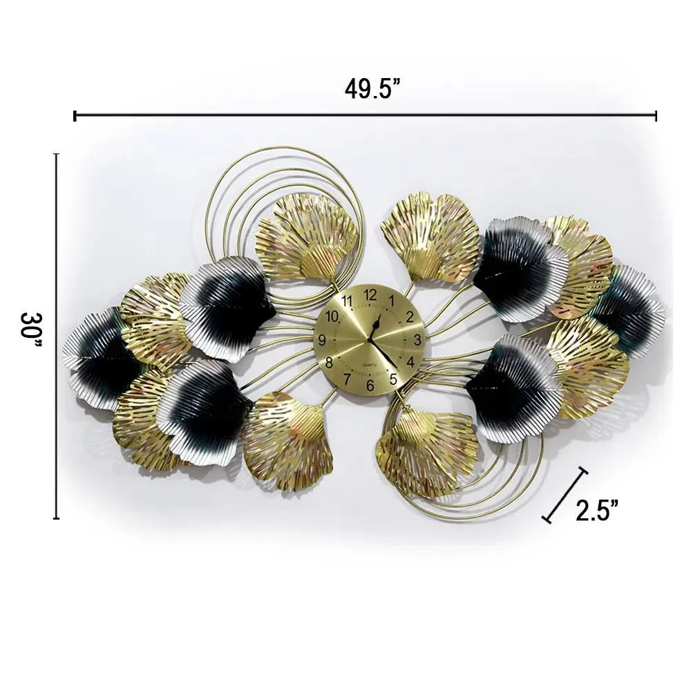 Covering Golden Petals Metal Wall Clock