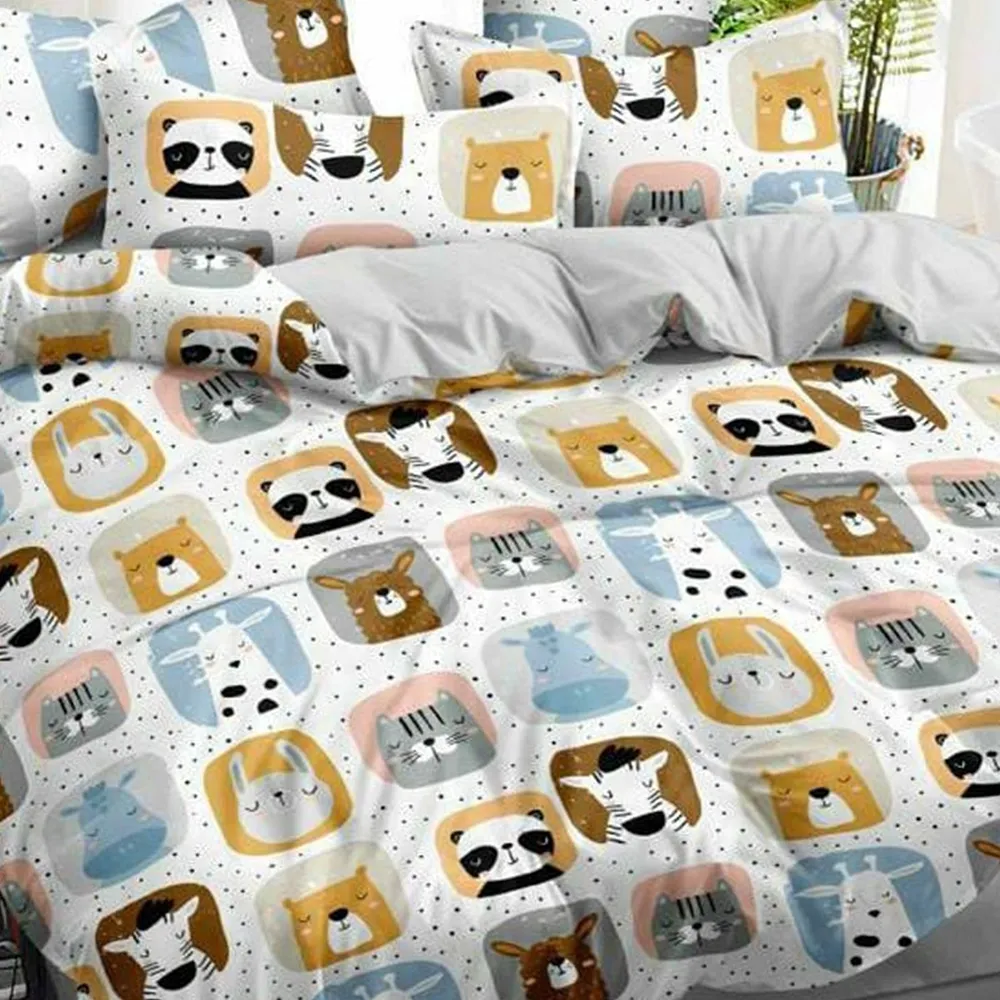 Cow Moo Printed Double Bedsheet With 2 Pillow Covers (Multicolor)