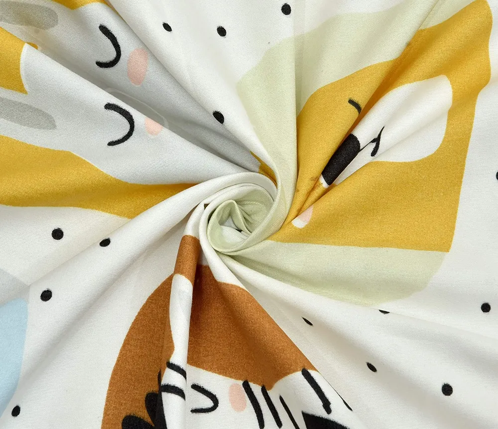 Cow Moo Printed Double Bedsheet With 2 Pillow Covers (Multicolor)