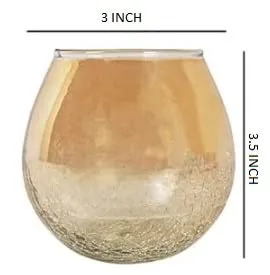 Crack Golden Glass Tea Light Candle Holder Set Of 2 Single Piece