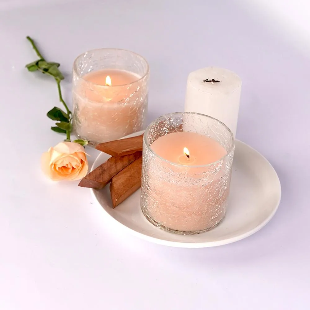 Crackled Glass Scented Jar- Set of 2