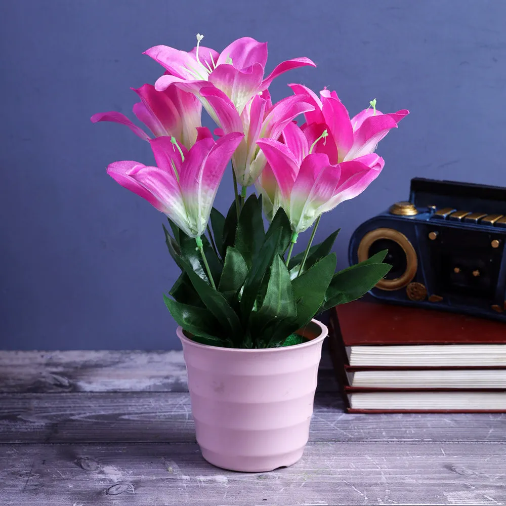 Crafted Baby Pink Small Flower Pot With Rich Pink Flowers