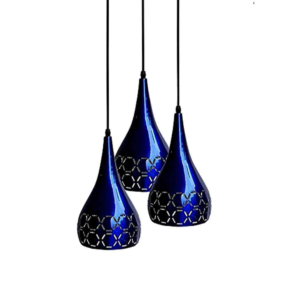 Crafted Blue Trio Designer Cluster Ceiling Lamp