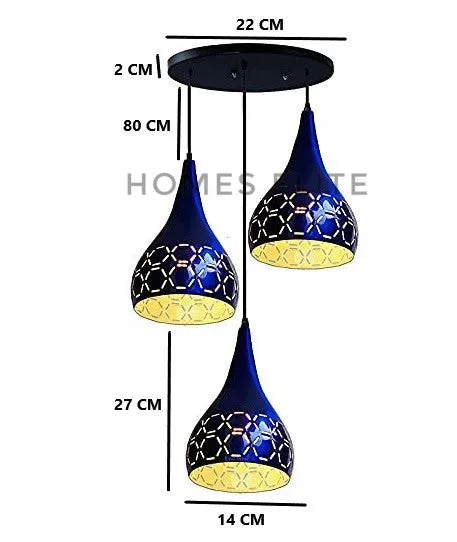 Crafted Blue Trio Designer Cluster Ceiling Lamp