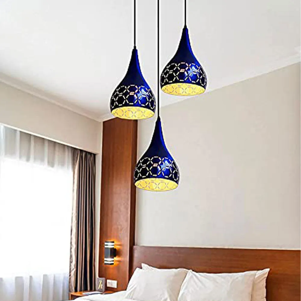 Crafted Blue Trio Designer Cluster Ceiling Lamp