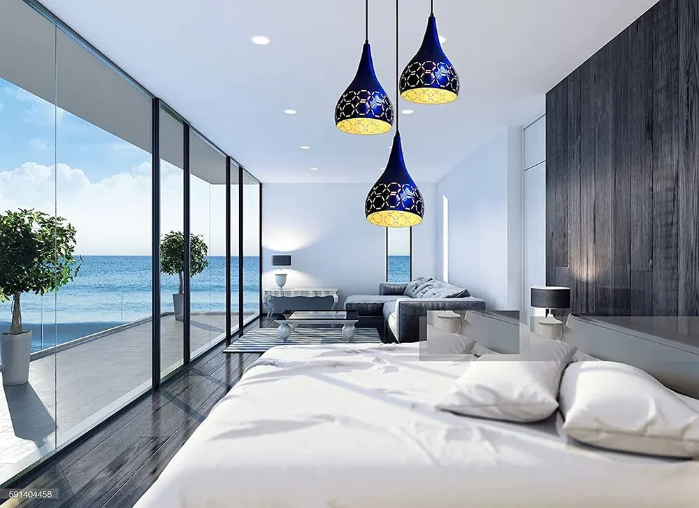 Crafted Blue Trio Designer Cluster Ceiling Lamp